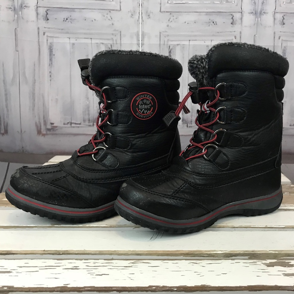 Totes Little Boys Black Red Grey Winter Snow Boots